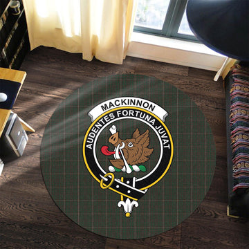 MacKinnon Hunting Tartan Round Rug with Family Crest