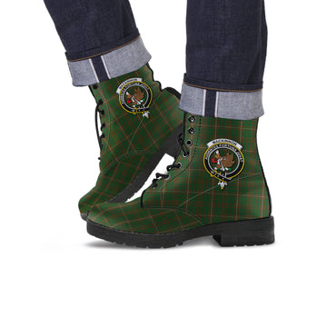 MacKinnon Hunting Tartan Leather Boots with Family Crest