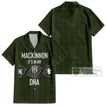 MacKinnon Hunting Tartan Short Sleeve Button Shirt with Family Crest DNA In Me Style