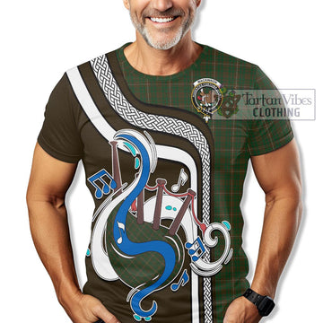 MacKinnon Hunting Tartan T-Shirt with Epic Bagpipe Style