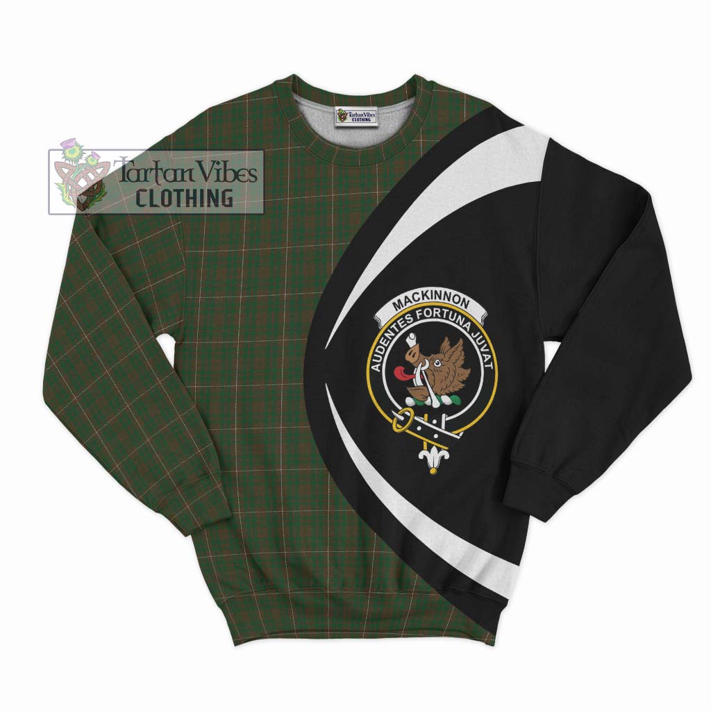 MacKinnon Hunting Tartan Sweatshirt with Family Crest Circle Style Unisex - Tartan Vibes Clothing