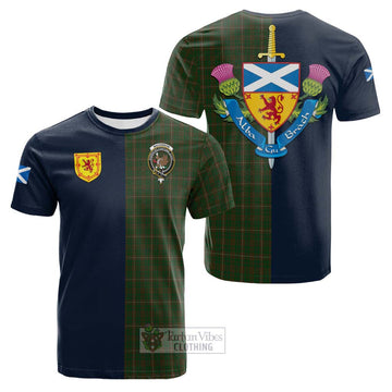 MacKinnon Hunting Tartan Cotton T-shirt Alba with Scottish Lion Royal Arm Half Style