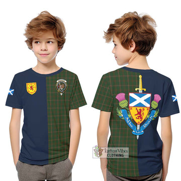 MacKinnon Hunting Tartan Kid T-Shirt Alba with Scottish Lion Royal Arm Half Style