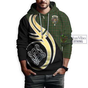 MacKinnon Hunting Tartan Hoodie with Family Crest and Celtic Symbol Style