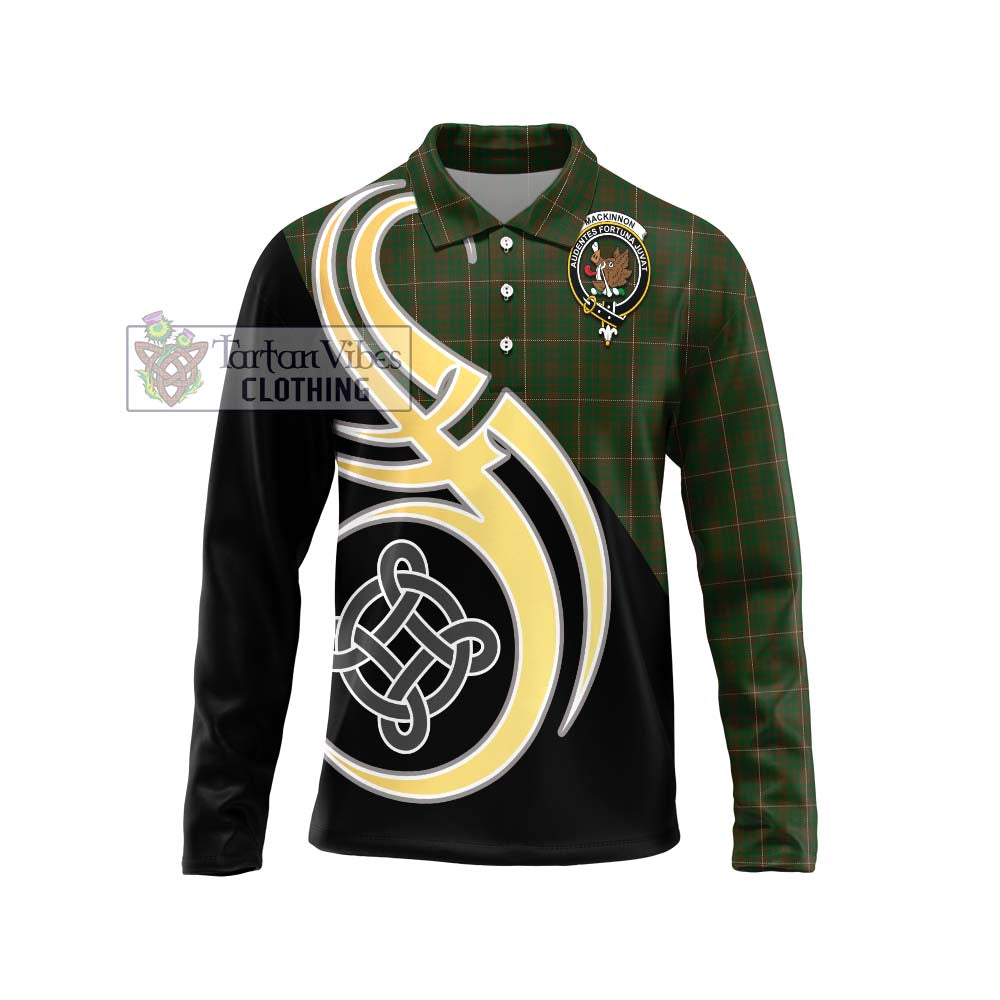 MacKinnon Hunting Tartan Long Sleeve Polo Shirt with Family Crest and Celtic Symbol Style Unisex - Tartan Vibes Clothing