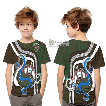 MacKinnon Hunting Tartan Kid T-Shirt with Epic Bagpipe Style