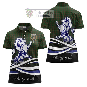 MacKinnon Hunting Tartan Women's Polo Shirt with Alba Gu Brath Regal Lion Emblem