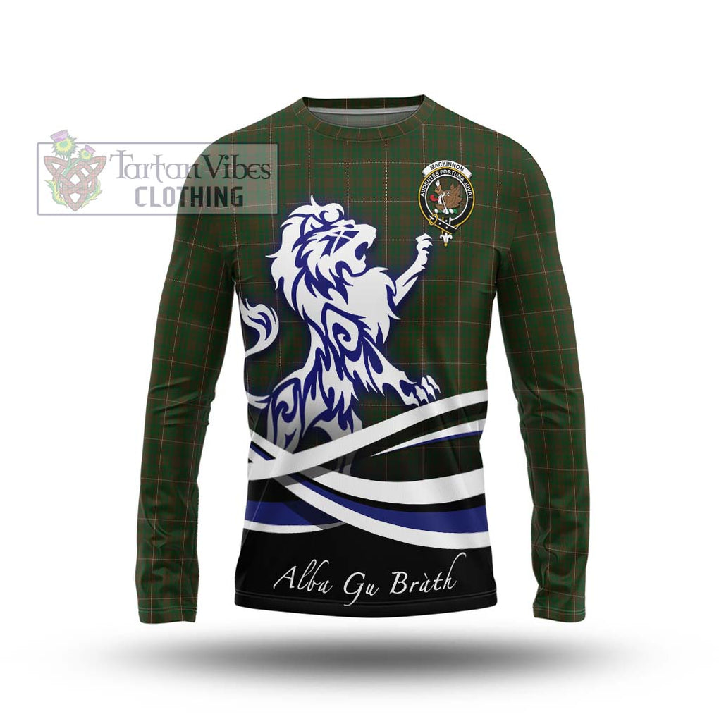 MacKinnon Hunting Tartan Long Sleeve T-Shirt with Alba Gu Brath Regal Lion Emblem Unisex - Tartanvibesclothing Shop