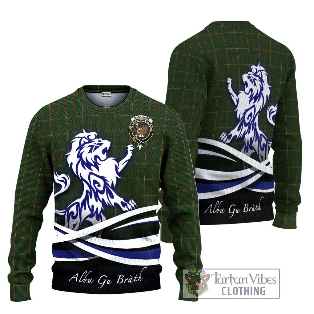 MacKinnon Hunting Tartan Knitted Sweater with Alba Gu Brath Regal Lion Emblem Unisex - Tartanvibesclothing Shop