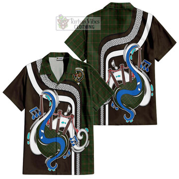 MacKinnon Hunting Tartan Short Sleeve Button Shirt with Epic Bagpipe Style