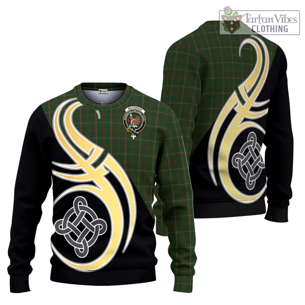 MacKinnon Hunting Tartan Knitted Sweater with Family Crest and Celtic Symbol Style Unisex - Tartan Vibes Clothing