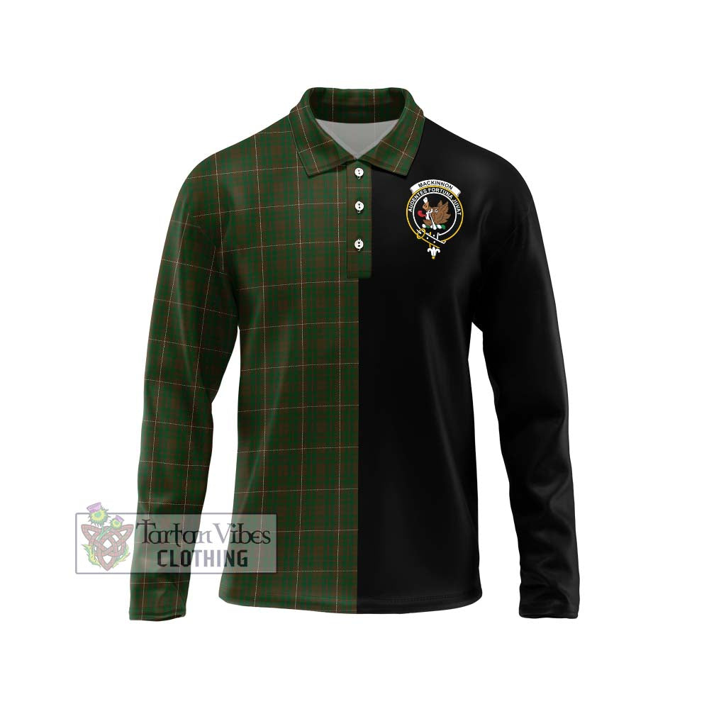 MacKinnon Hunting Tartan Long Sleeve Polo Shirt with Family Crest and Half Of Me Style Unisex - Tartanvibesclothing Shop