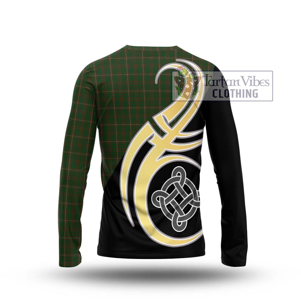 MacKinnon Hunting Tartan Long Sleeve T-Shirt with Family Crest and Celtic Symbol Style - Tartan Vibes Clothing