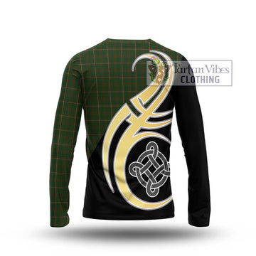 MacKinnon Hunting Tartan Long Sleeve T-Shirt with Family Crest and Celtic Symbol Style