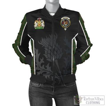 MacKinnon Hunting Tartan Bomber Jacket with Family Crest and Scottish Thistle Vibes Sport Style