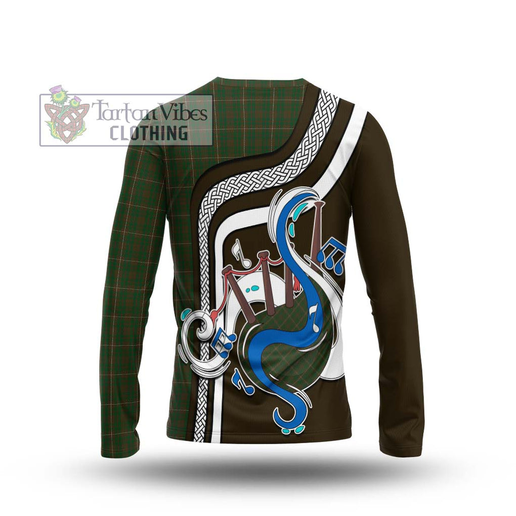 Tartan Vibes Clothing MacKinnon Hunting Tartan Long Sleeve T-Shirt with Epic Bagpipe Style