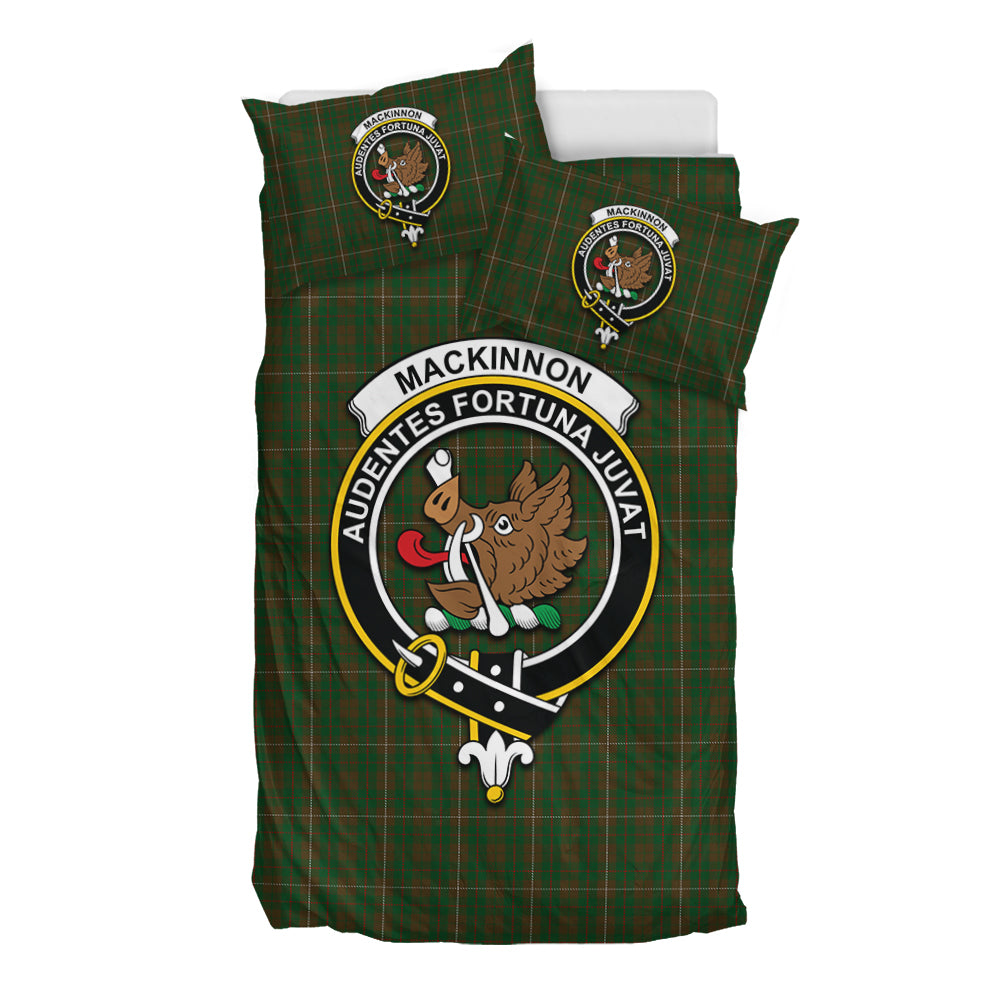 MacKinnon Hunting Tartan Bedding Set with Family Crest - Tartan Vibes Clothing