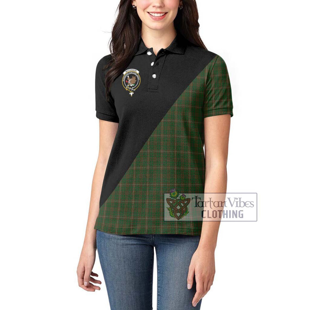 MacKinnon Hunting Tartan Women's Polo Shirt with Family Crest and Military Logo Style - Tartanvibesclothing Shop