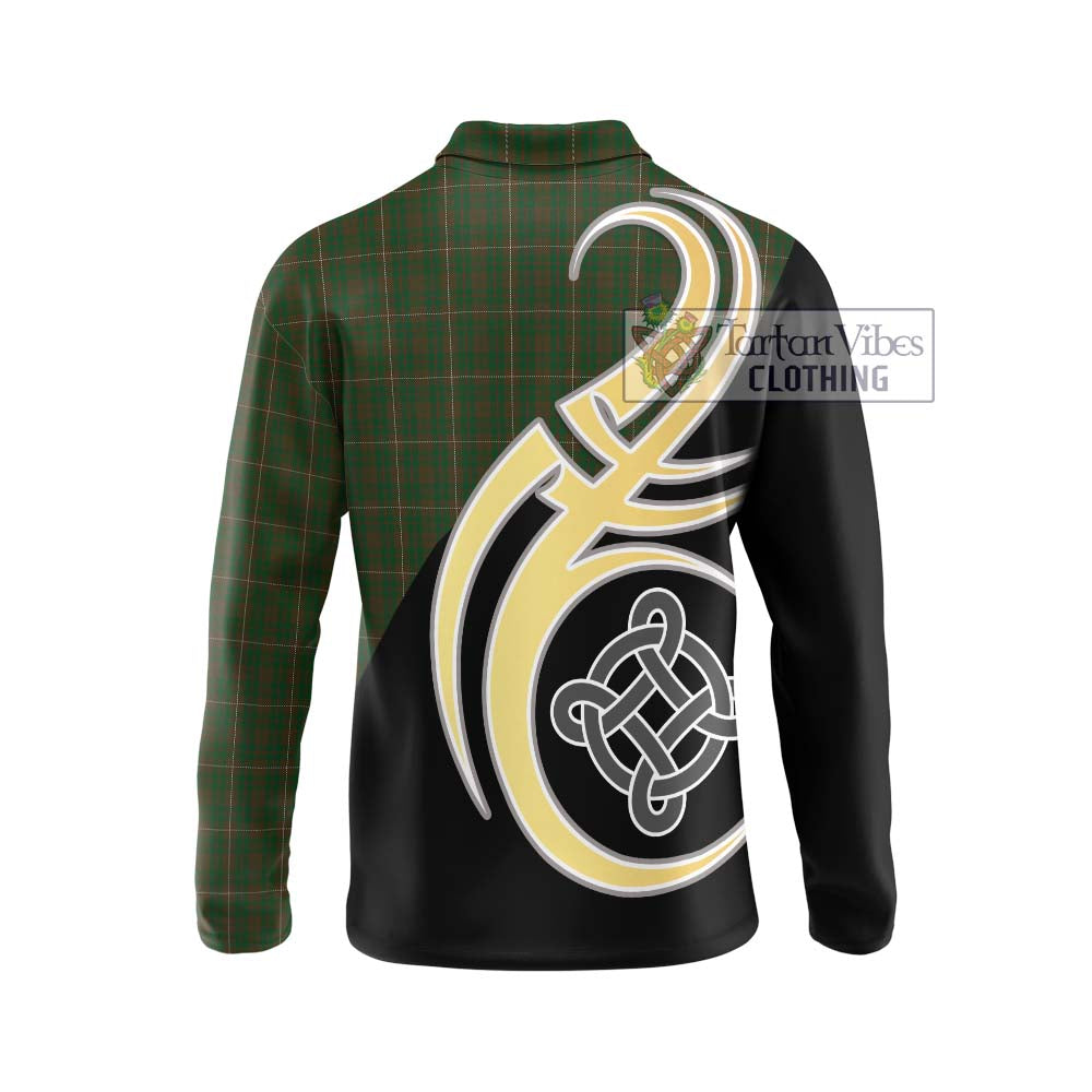 MacKinnon Hunting Tartan Long Sleeve Polo Shirt with Family Crest and Celtic Symbol Style - Tartan Vibes Clothing