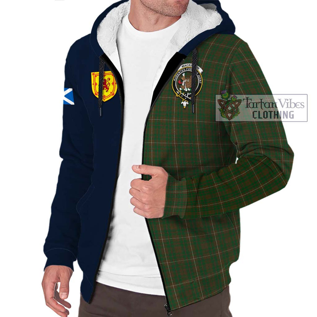 Tartan Vibes Clothing MacKinnon Hunting Tartan Sherpa Hoodie with Scottish Lion Royal Arm Half Style