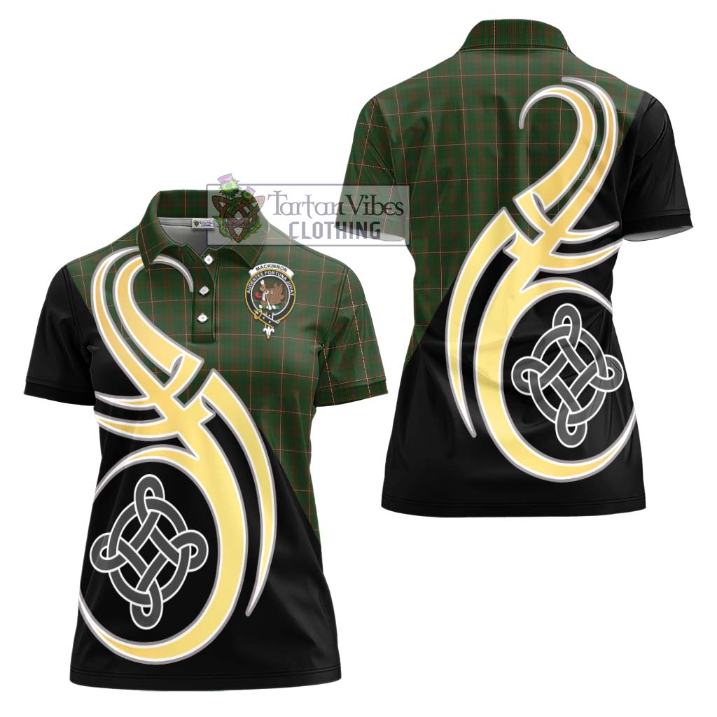 MacKinnon Hunting Tartan Women's Polo Shirt with Family Crest and Celtic Symbol Style - Tartan Vibes Clothing