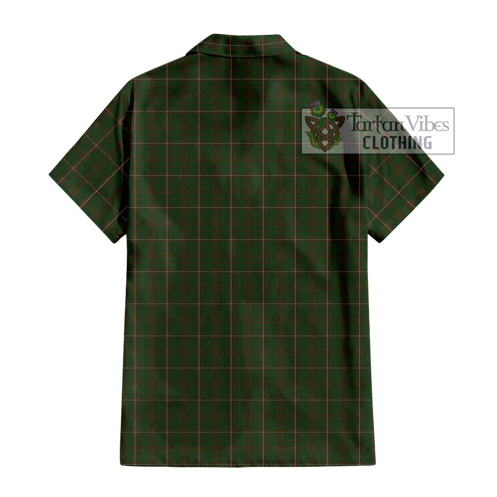 MacKinnon Hunting Tartan Short Sleeve Button Shirt with Family Crest DNA In Me Style - Tartanvibesclothing Shop