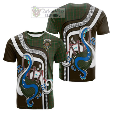 MacKinnon Hunting Tartan Cotton T-shirt with Epic Bagpipe Style