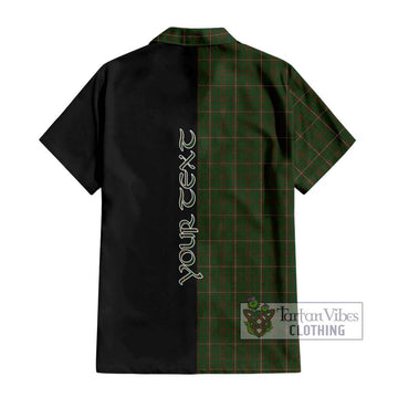 MacKinnon Hunting Tartan Short Sleeve Button Shirt with Family Crest and Half Of Me Style