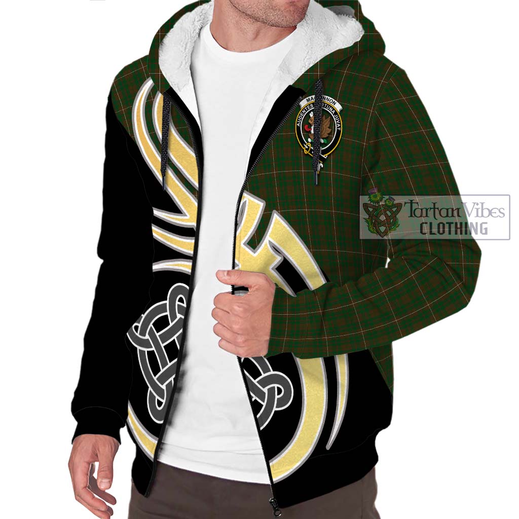 MacKinnon Hunting Tartan Sherpa Hoodie with Family Crest and Celtic Symbol Style - Tartan Vibes Clothing