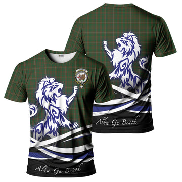 MacKinnon Hunting Tartan T-Shirt with Alba Gu Brath Regal Lion Emblem