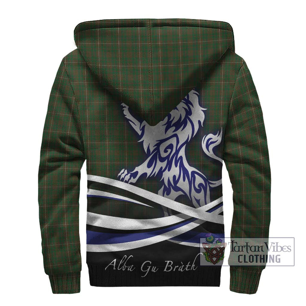 MacKinnon Hunting Tartan Sherpa Hoodie with Alba Gu Brath Regal Lion Emblem - Tartanvibesclothing Shop