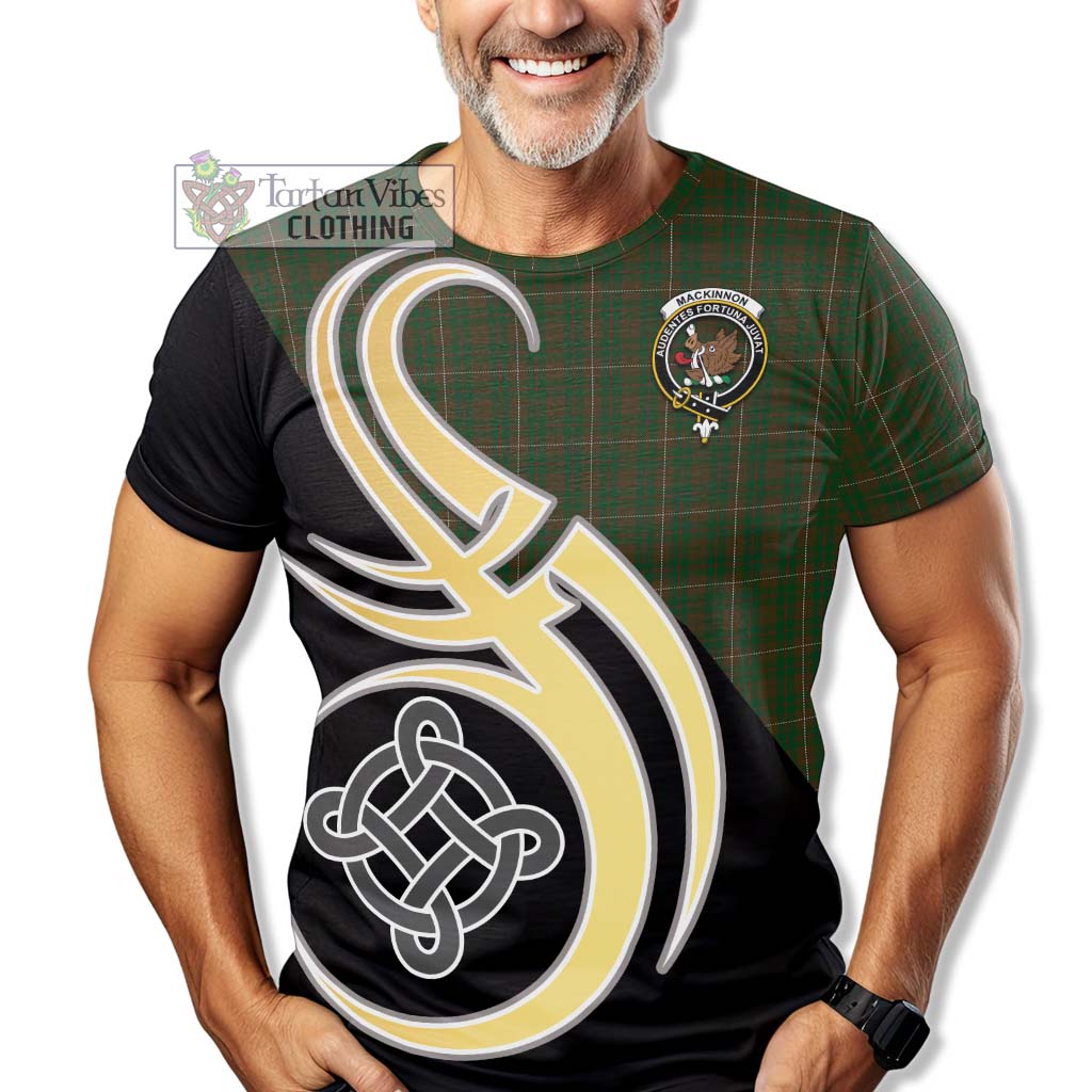 Tartan Vibes Clothing MacKinnon Hunting Tartan T-Shirt with Family Crest and Celtic Symbol Style