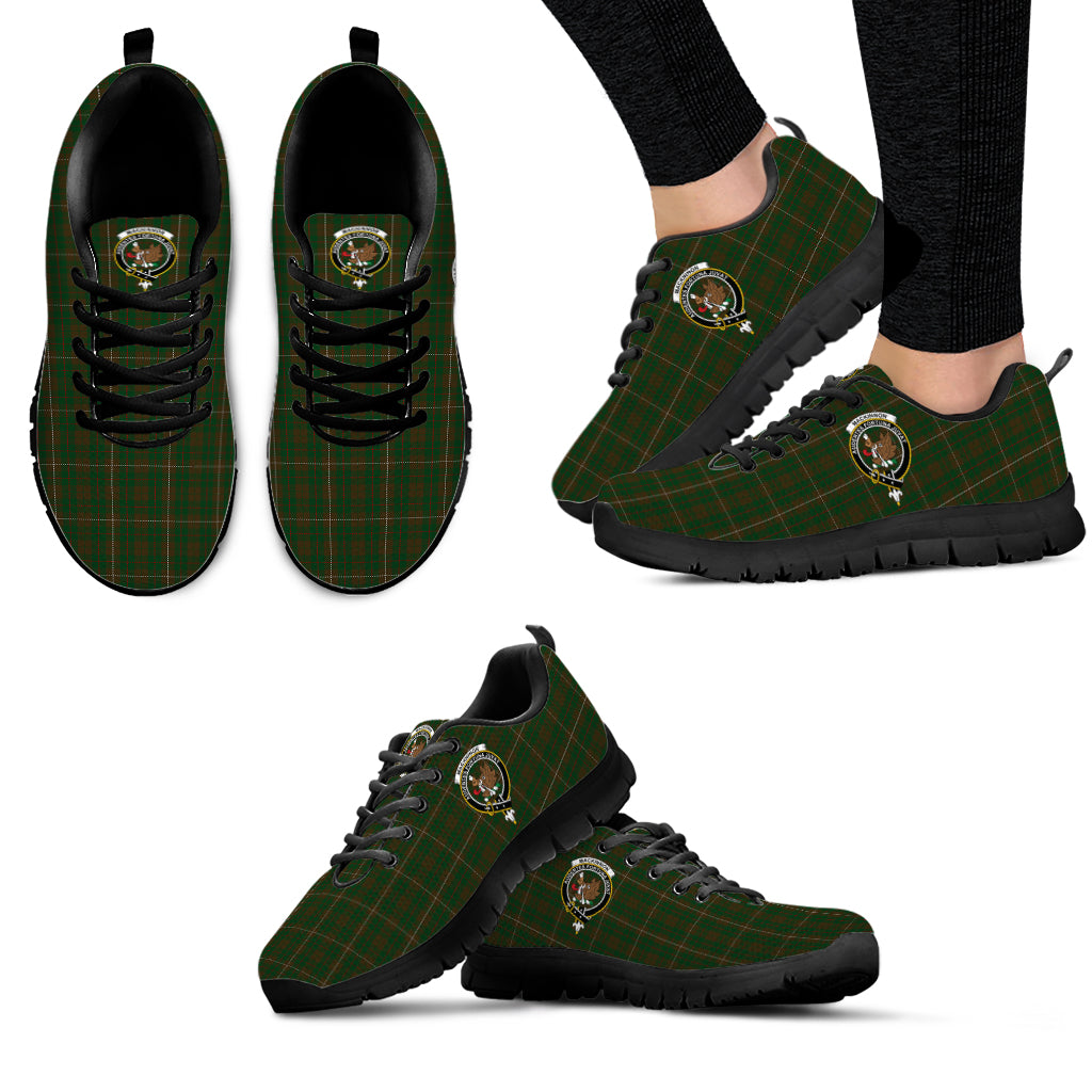 MacKinnon Hunting Tartan Sneakers with Family Crest - Tartan Vibes Clothing