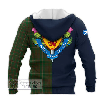 MacKinnon Hunting Tartan Knitted Hoodie Alba with Scottish Lion Royal Arm Half Style