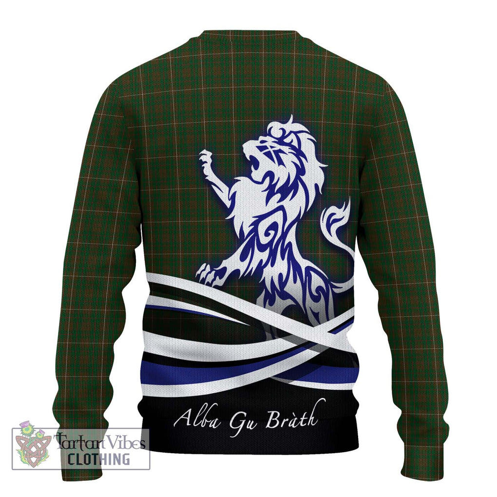 MacKinnon Hunting Tartan Knitted Sweater with Alba Gu Brath Regal Lion Emblem - Tartanvibesclothing Shop