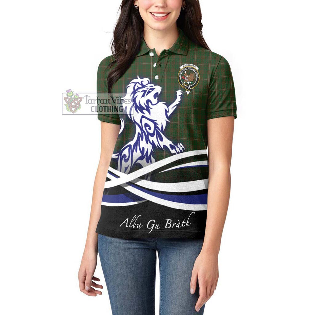 MacKinnon Hunting Tartan Women's Polo Shirt with Alba Gu Brath Regal Lion Emblem - Tartanvibesclothing Shop