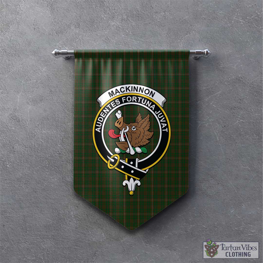 Tartan Vibes Clothing MacKinnon Hunting Tartan Gonfalon, Tartan Banner with Family Crest