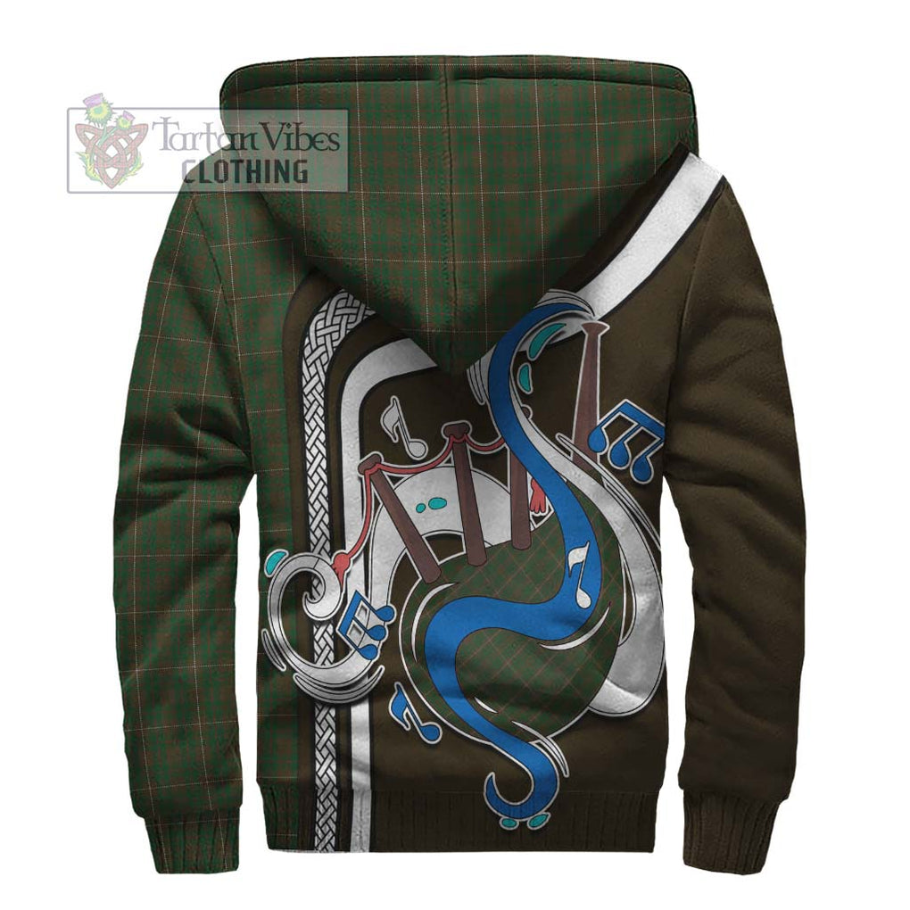 MacKinnon Hunting Tartan Sherpa Hoodie with Epic Bagpipe Style - Tartanvibesclothing Shop