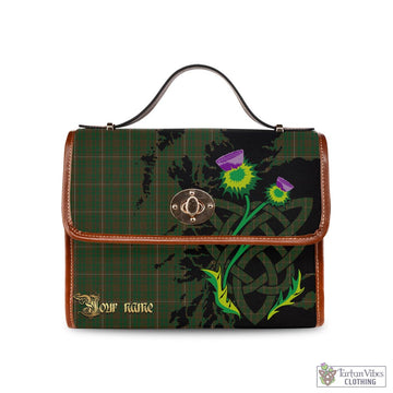 MacKinnon Hunting Tartan Waterproof Canvas Bag with Scotland Map and Thistle Celtic Accents