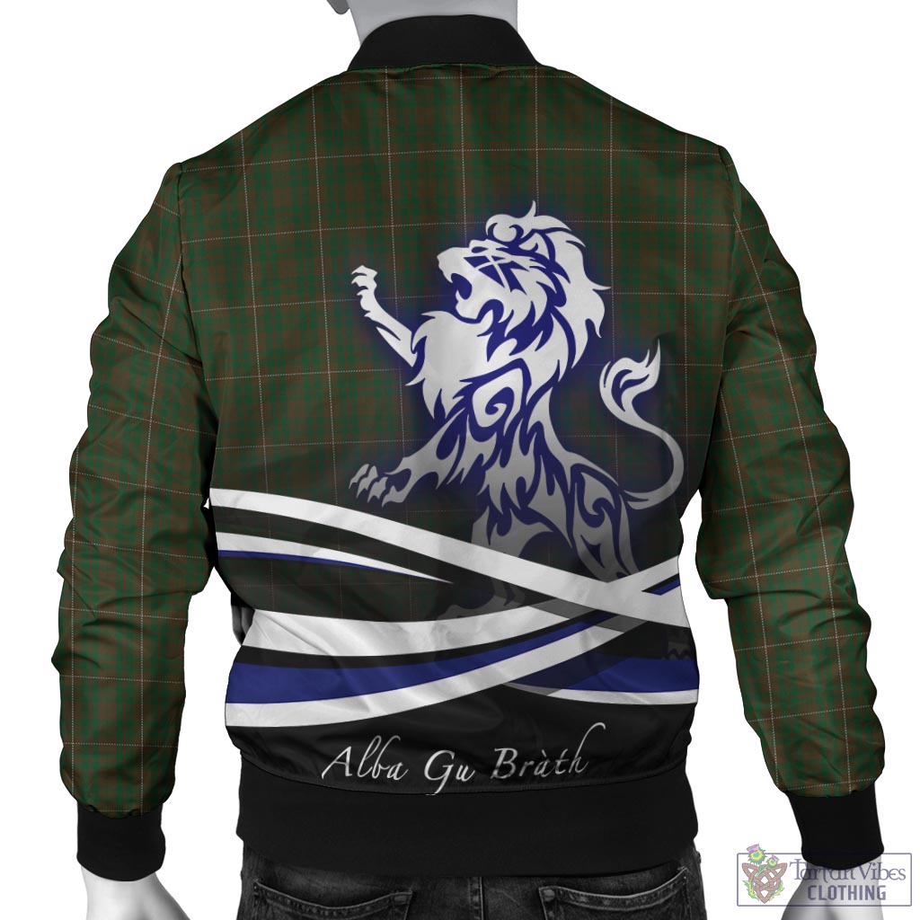 Tartan Vibes Clothing MacKinnon Hunting Tartan Bomber Jacket with Alba Gu Brath Regal Lion Emblem