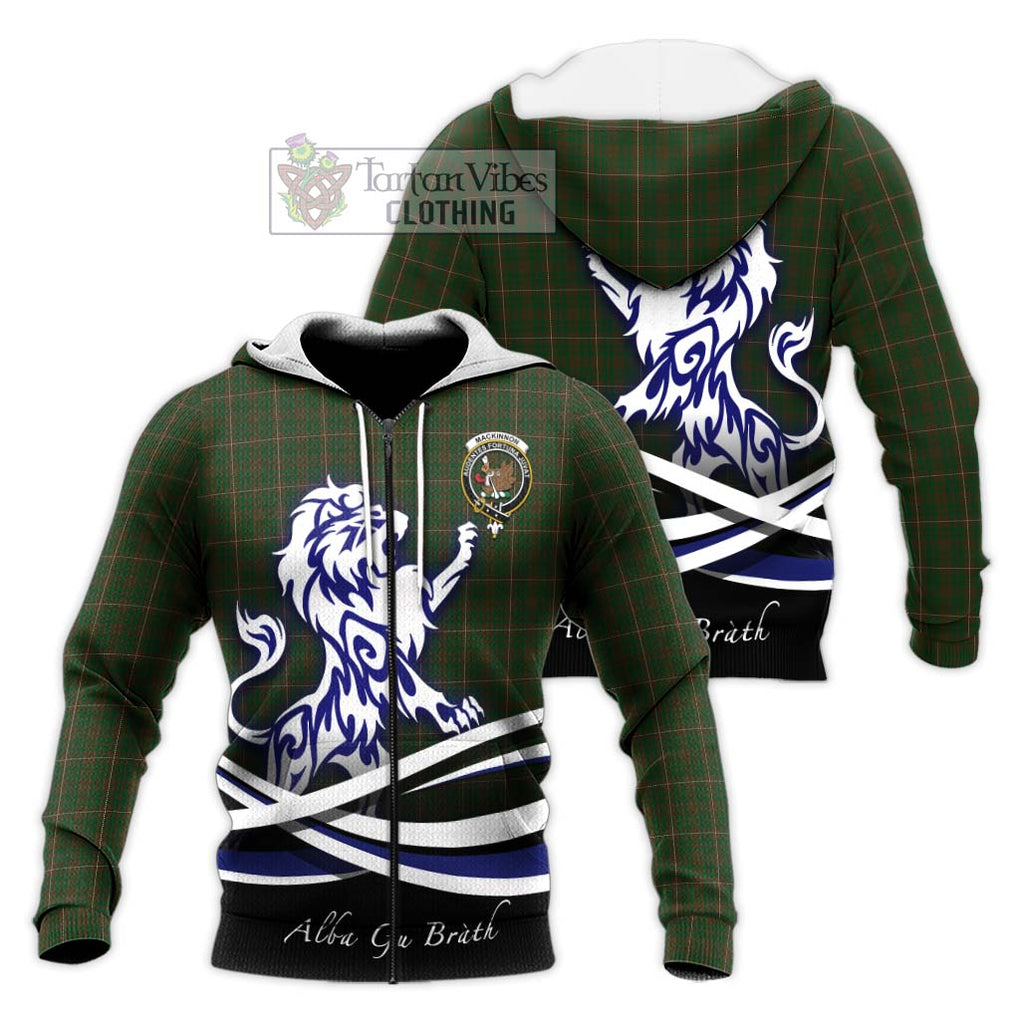 MacKinnon Hunting Tartan Knitted Hoodie with Alba Gu Brath Regal Lion Emblem Unisex Knitted Zip Hoodie - Tartanvibesclothing Shop