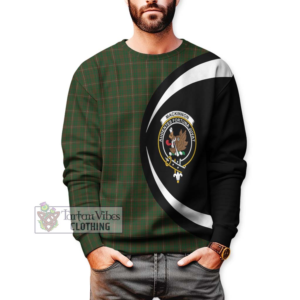 MacKinnon Hunting Tartan Sweatshirt with Family Crest Circle Style - Tartan Vibes Clothing