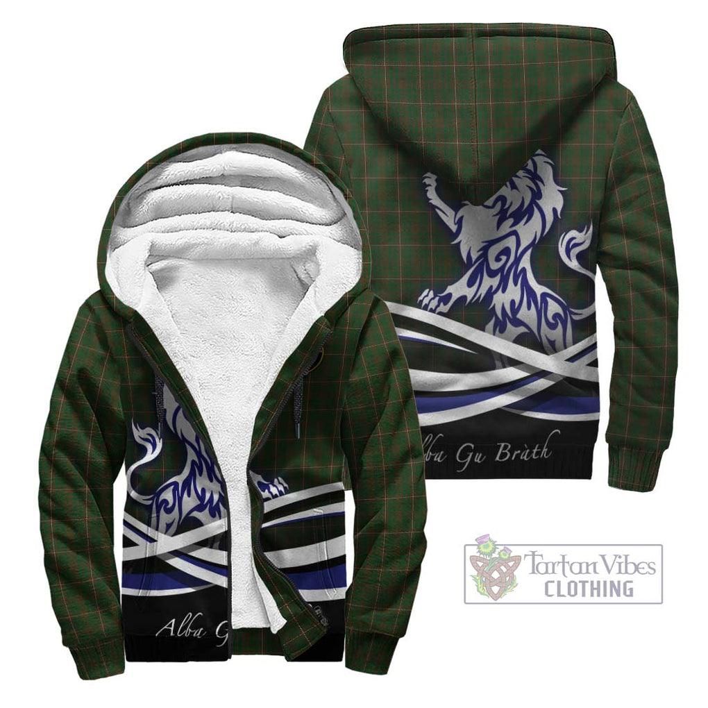 MacKinnon Hunting Tartan Sherpa Hoodie with Alba Gu Brath Regal Lion Emblem Unisex - Tartanvibesclothing Shop