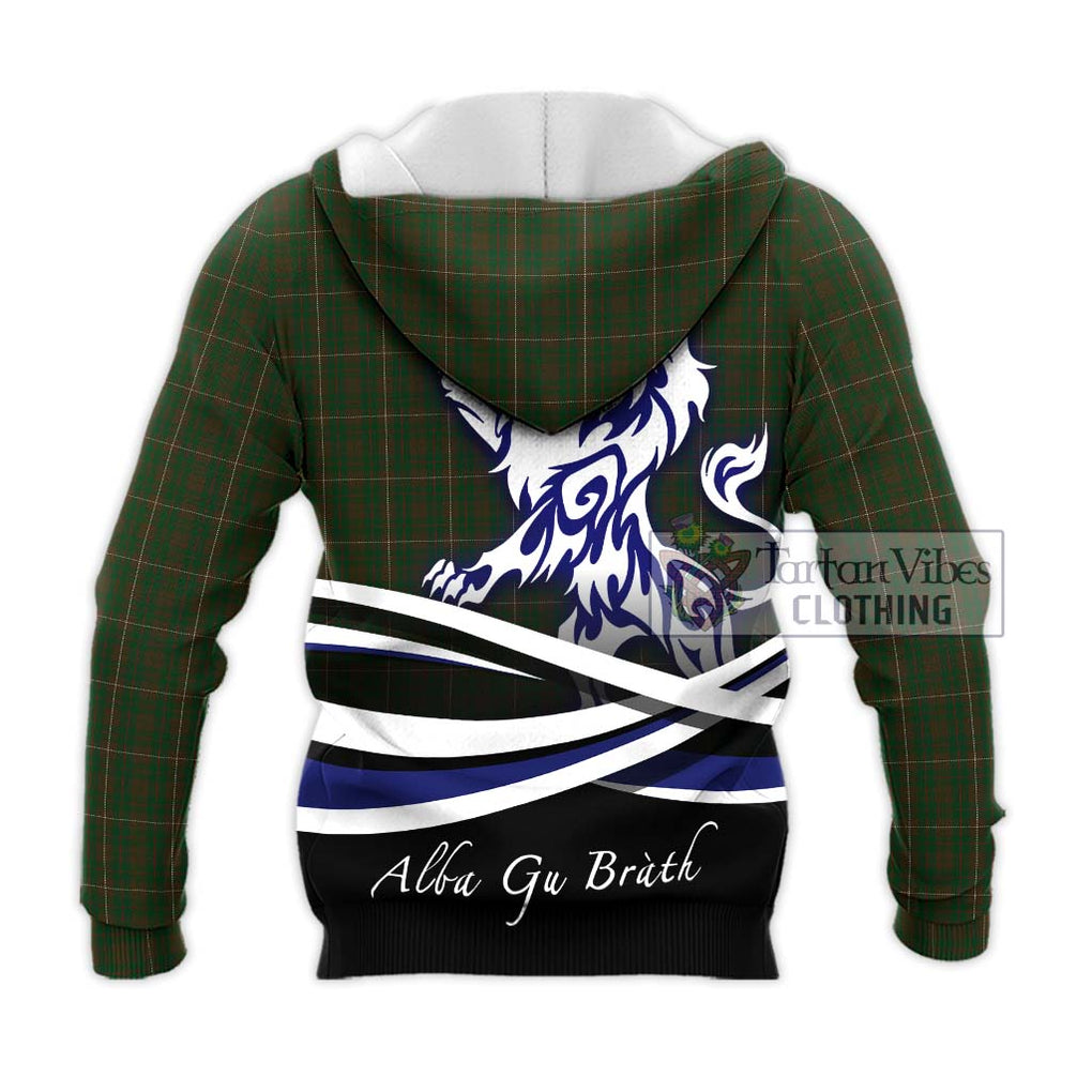 MacKinnon Hunting Tartan Knitted Hoodie with Alba Gu Brath Regal Lion Emblem - Tartanvibesclothing Shop