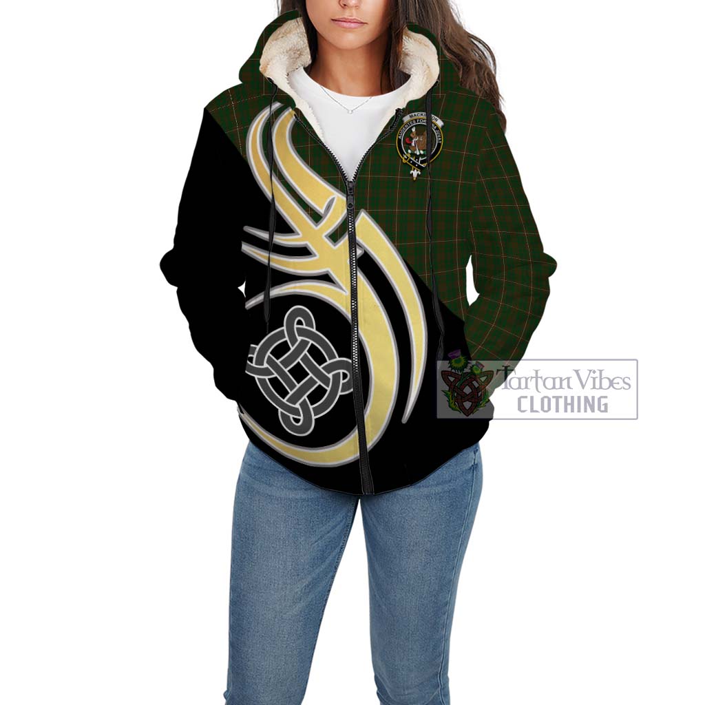 MacKinnon Hunting Tartan Sherpa Hoodie with Family Crest and Celtic Symbol Style Unisex - Tartan Vibes Clothing