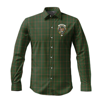 MacKinnon Hunting Tartan Long Sleeve Button Up Shirt with Family Crest