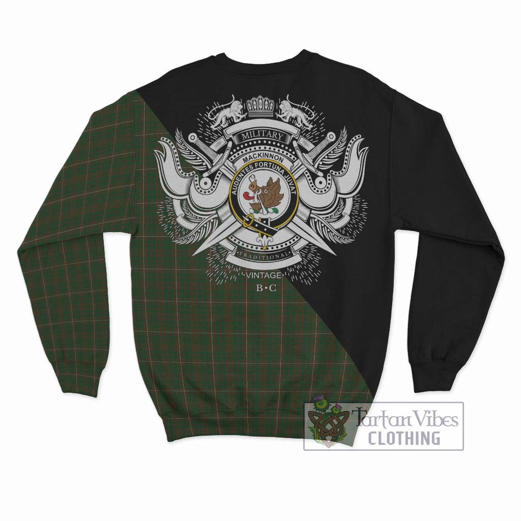 MacKinnon Hunting Tartan Sweatshirt with Family Crest and Military Logo Style - Tartanvibesclothing Shop