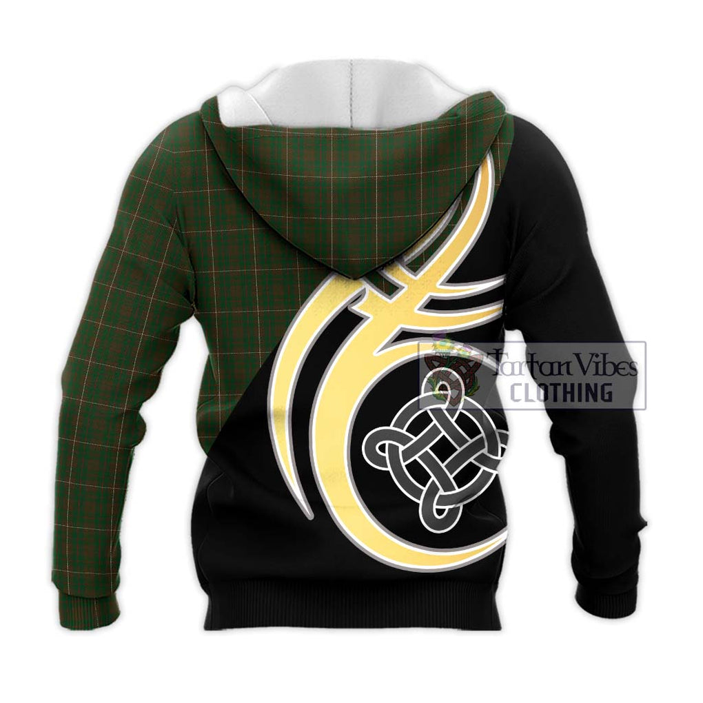 MacKinnon Hunting Tartan Knitted Hoodie with Family Crest and Celtic Symbol Style - Tartan Vibes Clothing