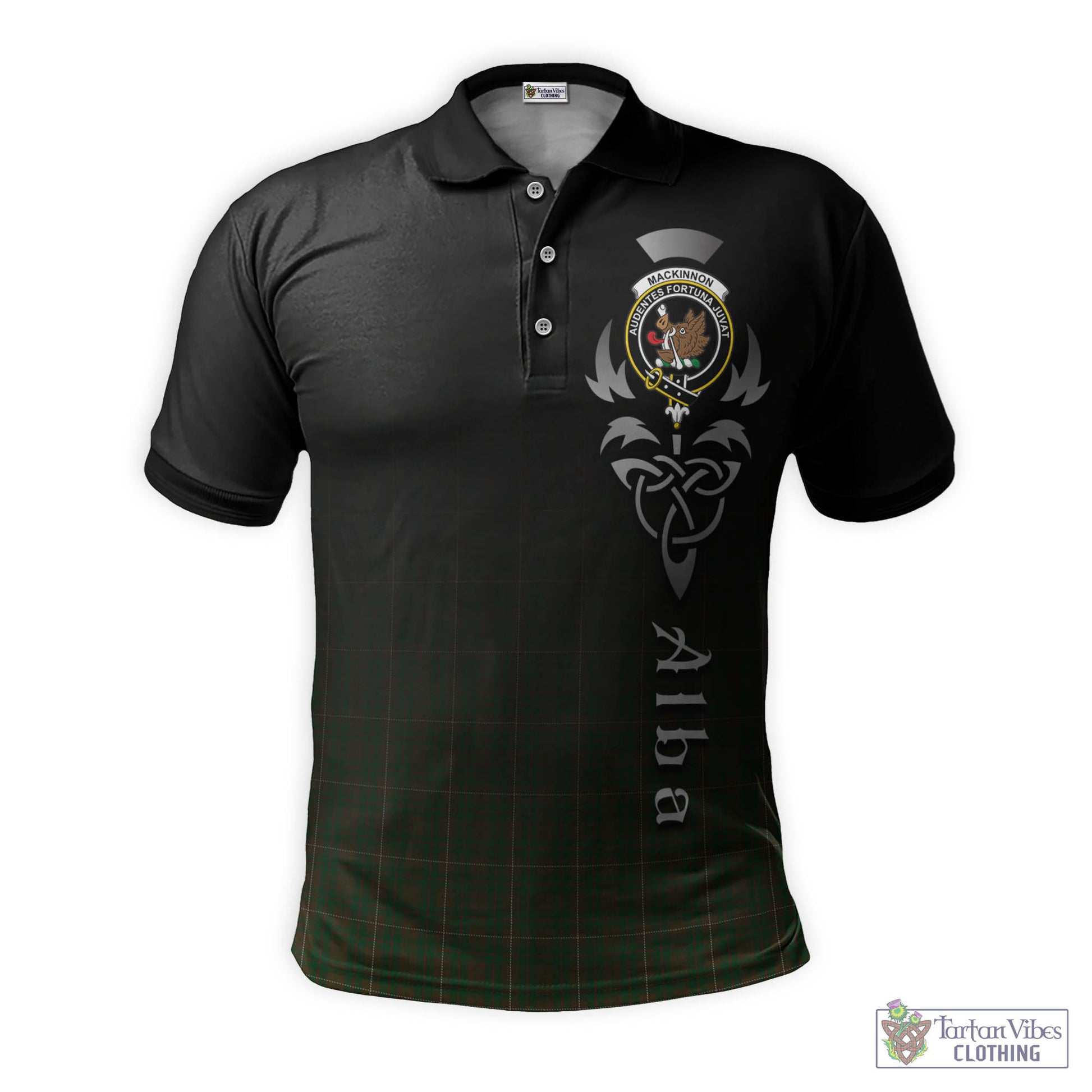 Tartan Vibes Clothing MacKinnon Hunting Tartan Polo Shirt Featuring Alba Gu Brath Family Crest Celtic Inspired