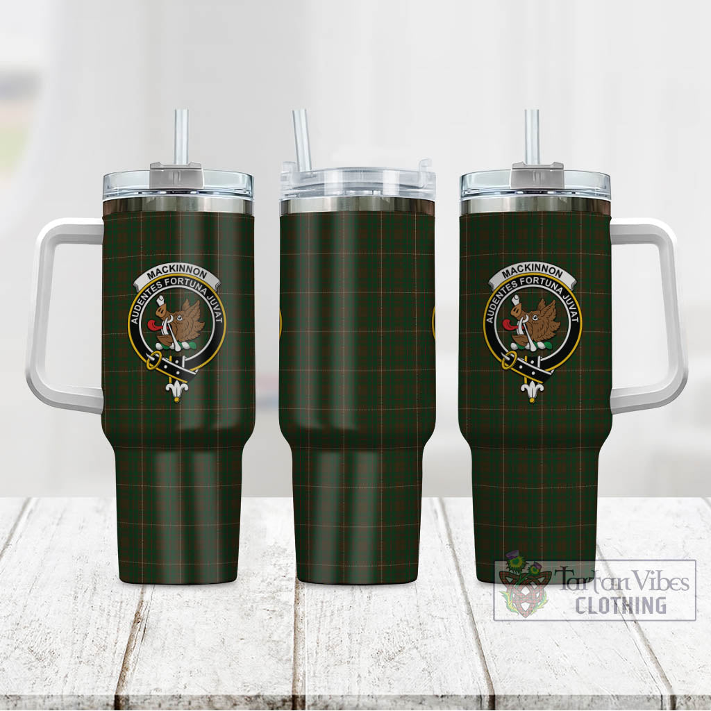 Tartan Vibes Clothing MacKinnon Hunting Tartan and Family Crest Tumbler with Handle